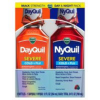 Vicks DayQuil & NyQuil Severe Max Strength Cold & Flu Liquid, 12 fl oz, 2 count, 24 Fluid ounce