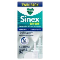 Vicks Sinex Severe Original Ultra Fine Mist Twin Pack, ½ fl oz, 2 count