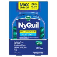 Vicks NyQuil Ultra Concentrated Max Strength Cold & Flu Nighttime Relief LiquiCaps, 48 count