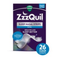ZzzQuil Sleep Nasal Strips, Clear Nighttime Nasal Strips, Ultra, Drug Free, 26ct