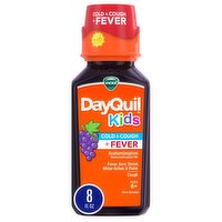 VICKS DayQuil Kids Grape Cold & Cough + Fever Multi-Symptom Relief Liquid, Daytime Relief of Cough,, 8 Fluid ounce