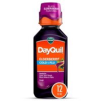 VICKS DayQuil Elderberry Flavor Cold & Flu Relief Liquid Over-the-Counter Medicine, Powerful Multi-