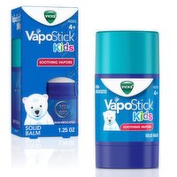 Vicks VapoStick Kids, Solid Balm, No Mess, For Kids Ages 4+, Soothing Non-Medicated Vicks Vapors, E, 1.25 Ounce