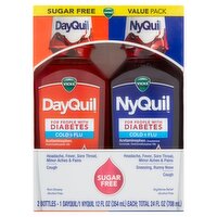Vicks DayQuil & NyQuil Cold & Flu Sugar Free Liquid Value Pack, 12 fl oz, 2 count