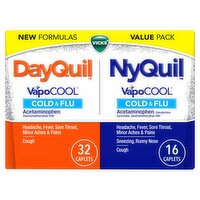 Vicks VapoCool DayQuil & NyQuil Cold & Flu Coated Caplets Value Pack, 48 count