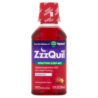 Vicks ZzzQuil Calming Vanilla Cherry Nighttime Sleep-Aid Liquid, 12 fl oz