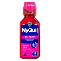 Vicks NyQuil Allergy Liquid, Nighttime Allergy Medicine for Adults, Berry, 12 fl oz, 12 Fluid ounce