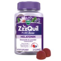 ZzzQuil PURE Zzzs Melatonin Gummies, Sleep Aid, Melatonin 2mg, Wildberry Vanilla Flavored 24 Gummies
