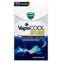 Vicks VapoCool Severe Max Strength Menthol Winterfrost Medicated Drops, 45 count