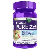 Vicks ZzzQuil Pure Zzzs Blackberry Vanilla Flavored Sleep + De-Stress Dietary Supplement, 42 count