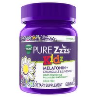 VICKS Pure Zzzs Kidz Melatonin + Chamomile & Lavender Dietary Supplement, for Ages 4+, 24 count