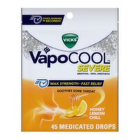 Vicks VapoCOOL SEVERE Max Strength* Menthol Cough Drop Alternative/Sore Throat Lozenge for Sore Thr