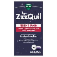 VICKS ZzzQuil Night Pain Nighttime Sleep-Aid Pain Reliever GelTabs, 60 count