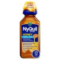 Vicks NyQuil SEVERE Honey Cold & Flu Liquid Over-the-Counter Medicine, Powerful Nighttime Relief fo