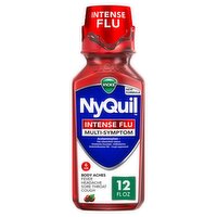 Vicks NyQuil Intense Flu Liquid, Nighttime Flu Medicine for Adults, Cherry, 12 fl oz