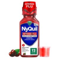 Vicks NyQuil Multi-Symptom Intense Flu Nighttime Relief Liquid, 12 fl oz