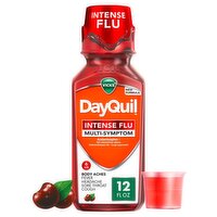 Vicks DayQuil Intense Flu Liquid, Daytime Flu Medicine for Adults, Cherry, 12 fl oz