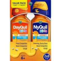 VICKS DayQuil Kids & NyQuil Kids Cold & Cough Relief, Over-the-Counter Medicine, Honey, 2x12 Oz