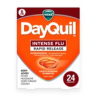 Vicks DayQuil Intense Flu Rapid Release LiquiCaps, Daytime Multi-Symptom Relief, 24ct, 24 Each