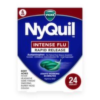 Vicks NyQuil Intense Flu Rapid Release LiquiCaps, Fast Flu Symptom Relief, Multi-Symptom Nighttime , 24 Count