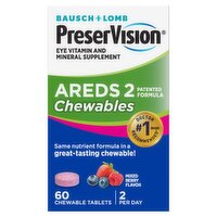 Bausch + Lomb PreserVision AREDS 2 Mixed Berry Flavor Eye Vitamin and Mineral Supplement, 60 count