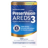 Bausch + Lomb Preservision Areds 3 Eye Vitamin and Mineral Supplement Soft Gels, 120 count