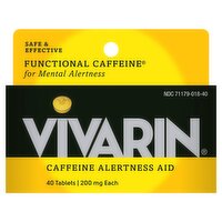 Vivarin Caffeine Alertness Aid Tablets, 200 mg, 40 count, 40 Each