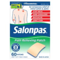 Salonpas Pain Relieving Patch, 8-Hour Pain Relief - 60 Patches, 60 Each