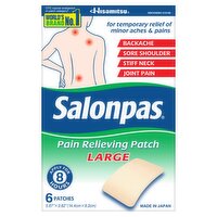 Salonpas Pain Relieving Patch, 8-Hour Pain Relief - 6 Large Patches, 6 Each