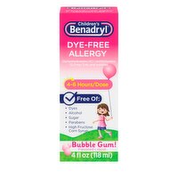 Benadryl Children's Dye-Free Allergy Bubble Gum! Flavored Liquid, 4 fl oz