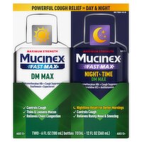 Mucinex Fast Max DM Max Day & Night Powerful Cough Relief Liquid, Ages 12+, 6 fl oz, 2 Count