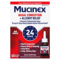 Mucinex Nasal Congestion + Allergy Relief Metered Sprays, 60 Count, 0.34 fl oz