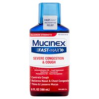 Mucinex Fast-Max Maximum Strength Severe Congestion & Cough Liquid, For Ages 12+, 6 fl oz, 6 Fluid ounce