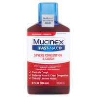 Mucinex Fast-Max Maximum Strength Severe Congestion & Cough Liquid, for Ages 12+, 9 fl oz, 9 Fluid ounce