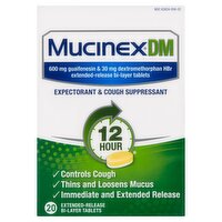 Mucinex DM Expectorant & Cough Suppressant Extended-Release Bi-Layer Tablets, 600 mg, 20 count, 20 Each