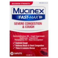 Mucinex Fast-Max Severe Congestion & Cough Caplets, Ages 12+, 20 count