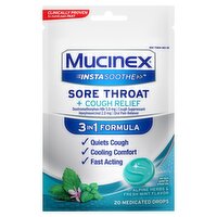 Mucinex Sore Throat + Cough Relief Alpine Herbs & Fresh Mint Flavor Medicated Drops, 20 count