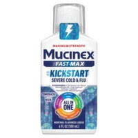 Mucinex Fast-Max Kickstart Severe Cold & Flu Menthol Flavored Liquid, Ages 12+, 6 fl oz