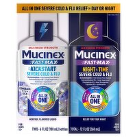 Mucinex Fast-Max Maximum Strength Severe Cold & Flu Liquid, Ages 12+, 6 fl oz, 2 count