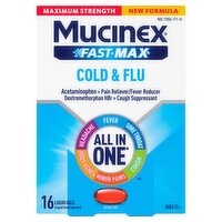 Mucinex Fast Max Maximum Strength Cold & Flu Liquid Gels, Ages 12+, 16 count, 16 Each