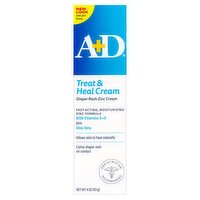 A+D Treat & Heal Diaper Rash Zinc Cream, 4 oz