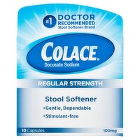 Colace Regular Strength Stool Softener 100mg, 10 Capsules, 10 Each