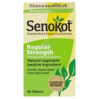 Senokot Regular Strength Standardized Senna Concentrate Tablets, 50 count