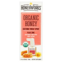 HoneyWorks Organic Honey Soothing Throat Spray Dietary Supplement, 1 fl oz