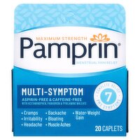 Pamprin Maximum Strength Multi-Symptom Menstrual Pain Relief Caplets, 20 count