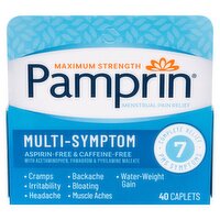 Pamprin Maximum Strength Multi-Symptom Menstrual Pain Relief Caplets, 40 count, 40 Each