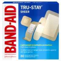 Band-Aid Tru-Stay Sheer Adhesive Bandages, 80 count