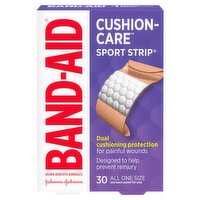 Band-Aid Cushion-Care Sport Strip Adhesive Bandages, 30 count, 30 Each