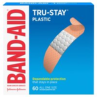 Band-Aid Tru-Stay Plastic Adhesive Bandages, 60 count, 60 Each