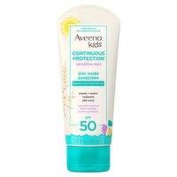 Aveeno Kids Continuous Protection Zinc Oxide Broad Spectrum Sunscreen, SPF 50, 3.0 fl oz